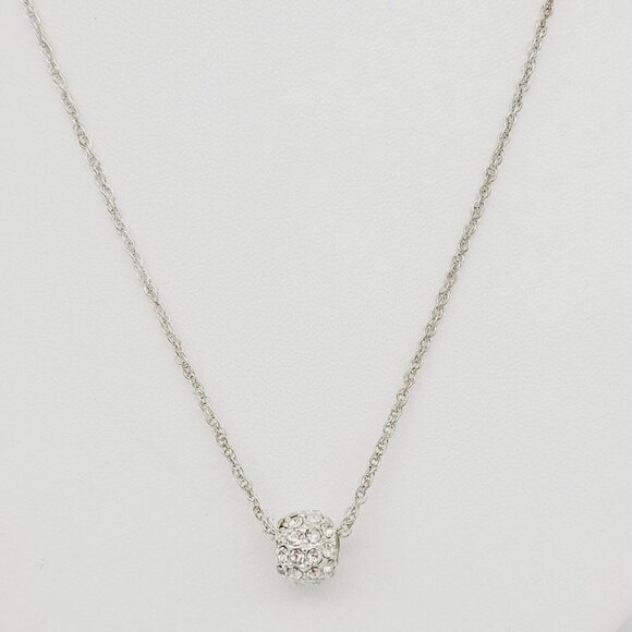 Vieste Crystal Collection Silver Necklace Pave Crystal Bead 19" NEW Delicate - Picture 4 of 5